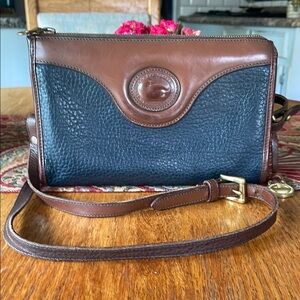 Vintage Dooney & Bourke Brown and Blue AWL  Crossbody Bag